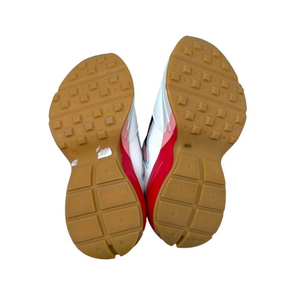 Gucci Leather Mesh Rhyton Trainer Sneakers White Pink Reflective Size 34.5 - Picture 6 of 6